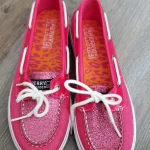 Girls Pink Sparkly Sperrys
